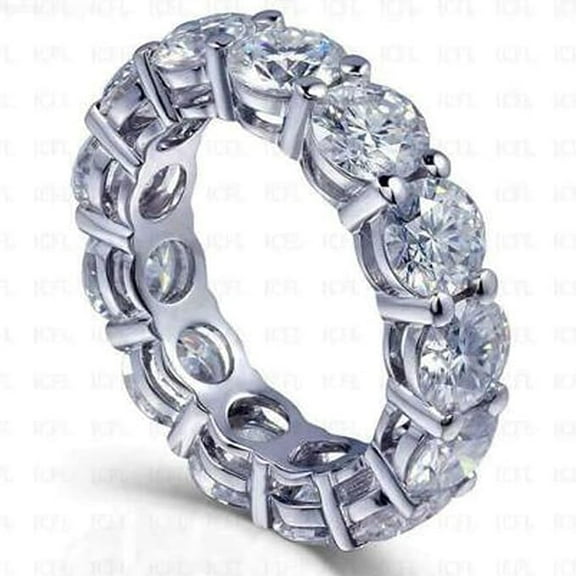 ICFL 4mm Round Moissanite Eternity Wedding Band 14K White Gold Plated Moissanite Bridal Band Ring Size 6