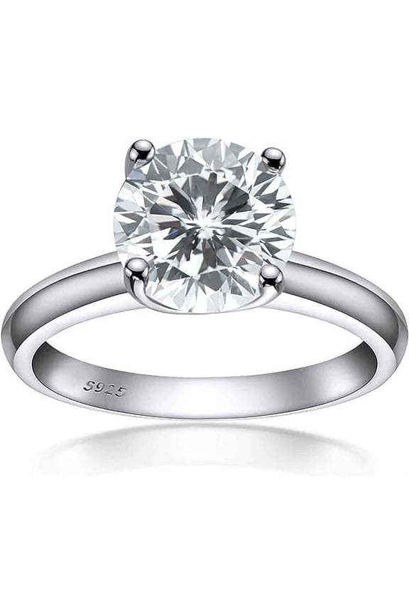 Round Cut Moissanite Anniversary Ring 14K White Gold Plated 2.5ct Moissanite Engagement Ring Size 7