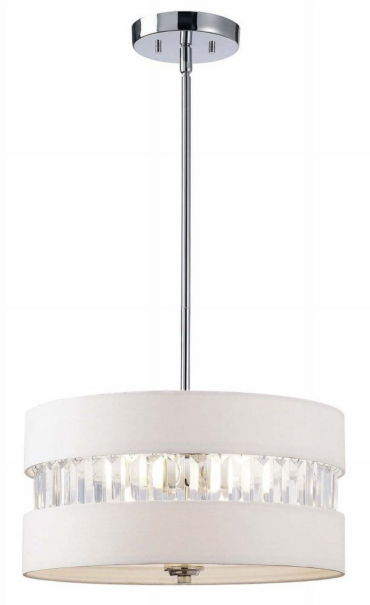 Ballard Chrome Drum Chandelier with White Fabric Shade