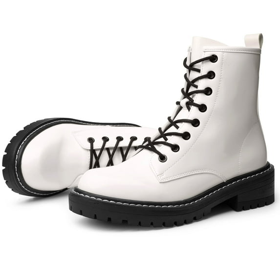 ICHIGO Women's Combat Boots Lace-up Girls Ankle Booties