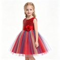thumbnail image 1 of Toddler Girls Sparkly Sequin Rainbow Tulle Dress Soft Cotton Lining Flower Waist Princess Gown for Special Occasion Photoshoot Halloween, 1 of 7