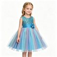 thumbnail image 1 of Toddler Girls Sparkly Sequin Rainbow Tulle Dress Soft Cotton Lining Flower Waist Princess Gown for Special Occasion Photoshoot Halloween, 1 of 7