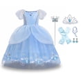 thumbnail image 1 of ICHTHYOSAUR Girls Princess Costume Dress, Butterfly Tulle Long Ball Gown with Accessories, Birthday Party & Halloween Costume Age 2-7 Years, 1 of 6
