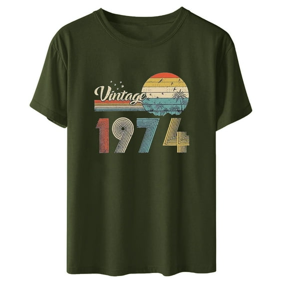 ICHUANYI 1974 Vintage Shirt For Women 50th Birthday Gifts 1974 Birthday Gifts Idea Retro Short Sleevel T Shirts Party Tops Funny Tees