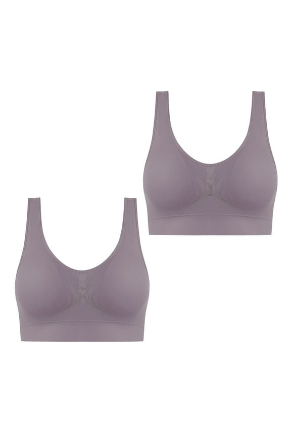 ICHUANYI 2 PC Womens Traceless Comfortable No Steel Ring Breathable Gathering Bra Womens Underwear