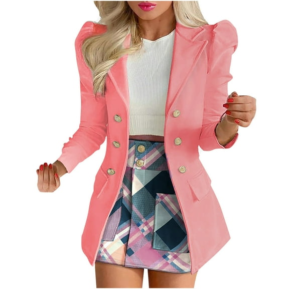 ICHUANYI 2023 Women High Waist Long Sleeve Blazer and Skirt Set Lapel Double Breasted Two Piece Outfit Floral Print Business Suits