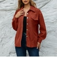 thumbnail image 1 of ICHUANYI 2023 Womens Casual Solid Corduroy Button Shirts Lapel Long Sleeve Blouses V Neck Loose Tops, 1 of 7