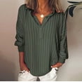 thumbnail image 1 of ICHUANYI 2023 Womens Fall Striped Shirts Lapel Button Down Long Sleeve Blouses V Neck Casual Loose Tops, 1 of 8