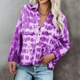 thumbnail image 1 of ICHUANYI 2023 Womens Tie dye Shirts Lapel Button Down Long Batwing Sleeve Blouses V Neck Casual Loose Tops, 1 of 8