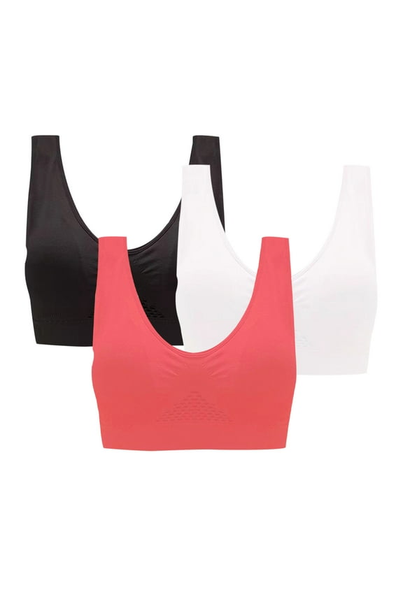 ICHUANYI 3 Pack Womens Fall Winter Fashion Sports Bra Without Wire Free Support Solid Yoga Running Vest Underwears