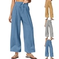 thumbnail image 1 of ICHUANYI Baggy Pants for Women Oversized Wide Leg Barrel Pants with Pockets Solid Color Casual Drawstring High Waisted Sweatpants, 1 of 8