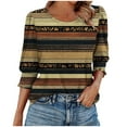 thumbnail image 1 of ICHUANYI Blouses for Women Dressy Casual 3/4 Length Sleeve Womens Tops Casual Smocked Cuffs Graphic Printed Fashion Shirts, 1 of 4