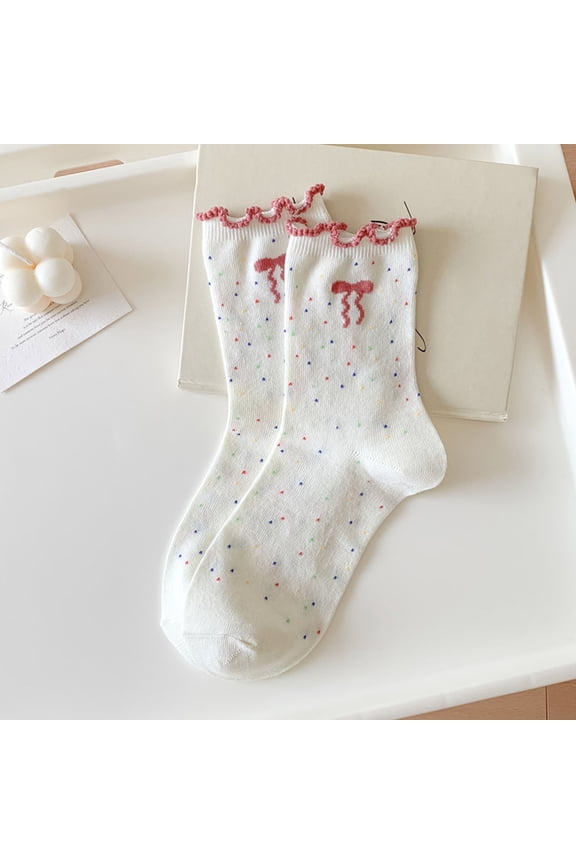 ICHUANYI Bow Socks Women Socks Middle Tube Socks Bow for Ladies Bridesmaid Christmas Birthday Party Gifts