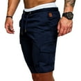 thumbnail image 1 of ICHUANYI Fashion Man Solid Elastic Waist Mid Waist Loose Pockets Bandage Short Pants, 1 of 5