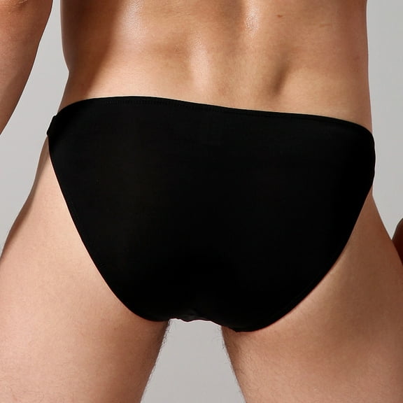 ICHUANYI Fashion Mens Brief Cotton Underwear Shorts G-String Underpants BK/L