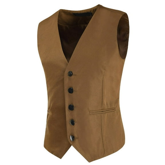 ICHUANYI Fashion Vintage Formal Business Men's Breasted Vest V-Neck Waistcoat Waist Vest