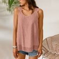 thumbnail image 1 of ICHUANYI Flowy Tank Tops for Women Round Neck Camisole Top Ruffled Hem Shirt Lace Trim Sleeveless Blouse 2026 Spring Summer, 1 of 8