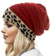 thumbnail image 1 of ICHUANYI Knit Beanie Hats for Women Leopard Lined Ski Skull Cap Slouchy Winter Hat, 1 of 4