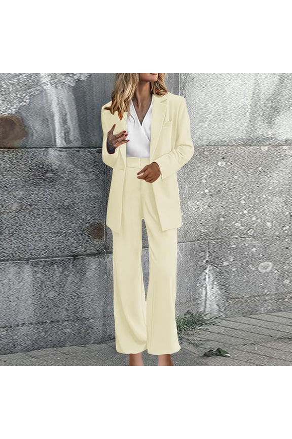 ICHUANYI Ladies Fashion Casual Slim Solid Color Suit Suit Office Two-piece Suit