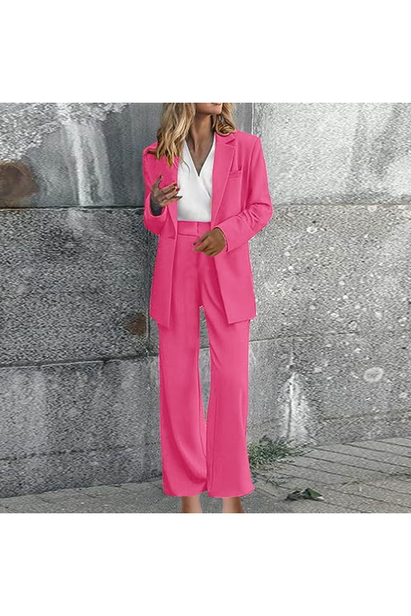 ICHUANYI Ladies Fashion Casual Slim Solid Color Suit Suit Office Two-piece Suit