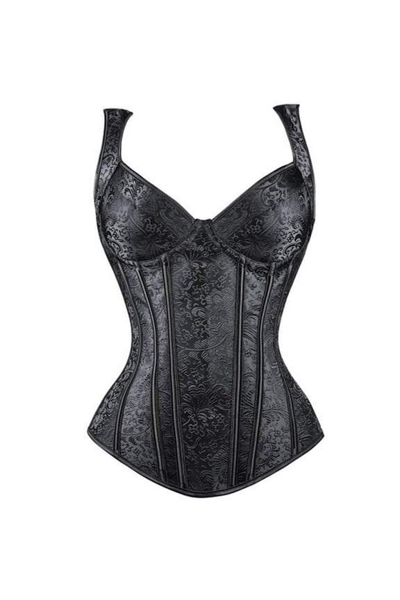 ICHUANYI Ladies Stylish Striped Double Shoulder Strap Court Corset Brocade Corset 2024