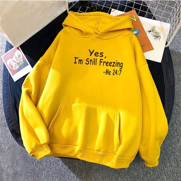 ICHUANYI Letter Print Oversized Hoodie Long Sleeve Drawstring Pocket Pullover Tops Loose Casual Sweatshirt For Women 2023