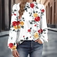 thumbnail image 1 of ICHUANYI Long Sleeve Shirts for Women Fall Fashion Basic Trendy Crew Neck Printed Casual Tops Loose Casual Elastic Blouse Top, 1 of 6