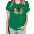 thumbnail image 1 of ICHUANYI Mardi Gras Women's Tops Stylish Crewneck Print Short Sleeve T-shirt Casual Loose Shirts Cloth New Trending, 1 of 4