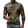 thumbnail image 1 of ICHUANYI Men's Casual Short Sleeve Crew Neck Geometry Print T Shirt Tee Outdoor Daily Vacation Shirts Cloth New Trending, 1 of 6