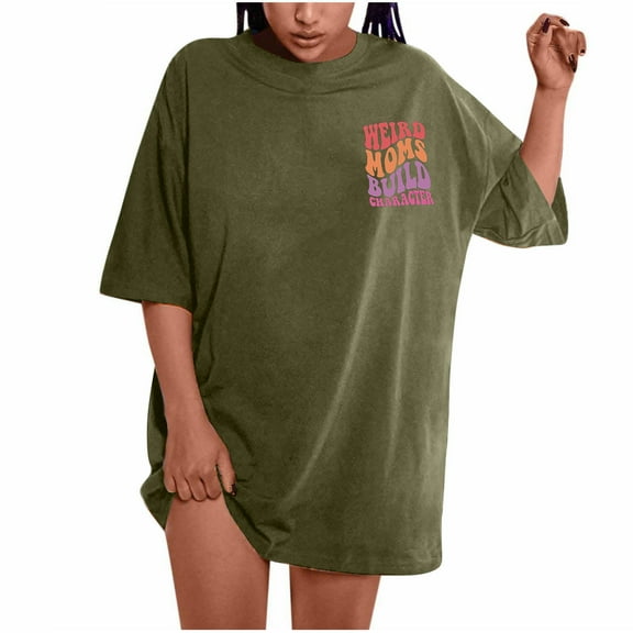 ICHUANYI Oversized T Shirts For Womens Plus Size Slogan Graphic Drop Shoulder Short Sleeve Tops Summer Loose Pullover Tees Cloth New Trending