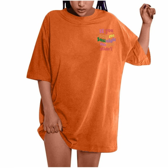 ICHUANYI Oversized T Shirts For Womens Plus Size Slogan Graphic Drop Shoulder Short Sleeve Tops Summer Loose Pullover Tees