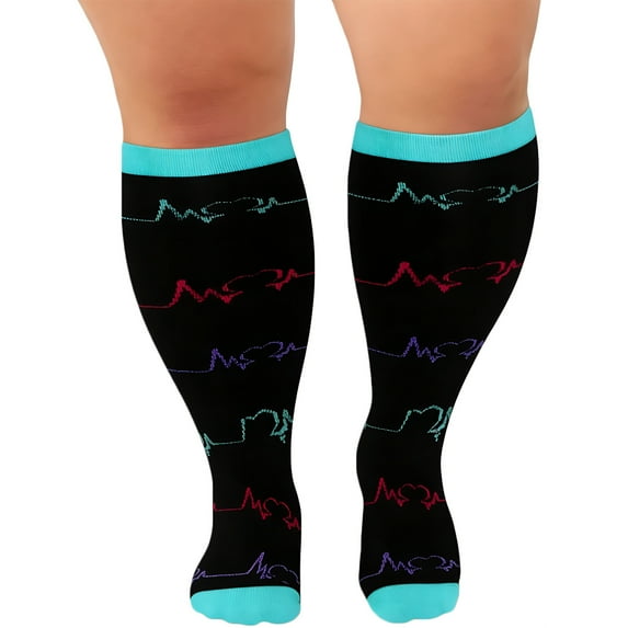 ICHUANYI Plus Size Compression Socks for Women Men Wide Calf Extra Large Knee Support Socks for Nurse Running Circulation