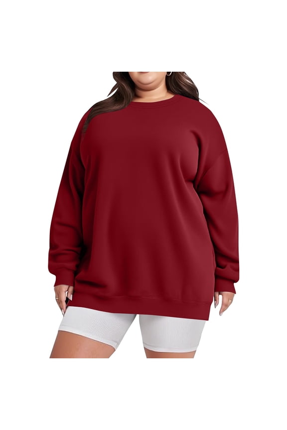 ICHUANYI Plus Size Sweatshirts for Women Casual Long Sleeve Round Neck Shirts Tunic Tops Loose Sweatshirt Tops Blouse