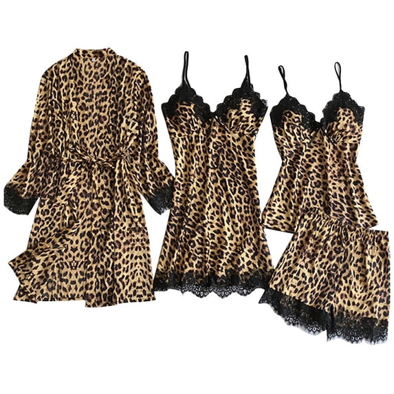 ICHUANYI Satin Silk Pajamas Cardigan Nightdress Bathrobe Ladies Robes Underwear Sleepwear
