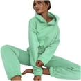 thumbnail image 1 of ICHUANYI Short Lounge Sets for Women Trendy 2 Piece Outfits Sweatsuits Sets Solid Long Pant Loungewear Workout Athletic Tracksuits Fall Winter Clothing, 1 of 6