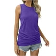 thumbnail image 1 of ICHUANYI Summer Womens Solid Color Round Neck Pocket Sleeveless Casual Tee Tops Tank, 1 of 9