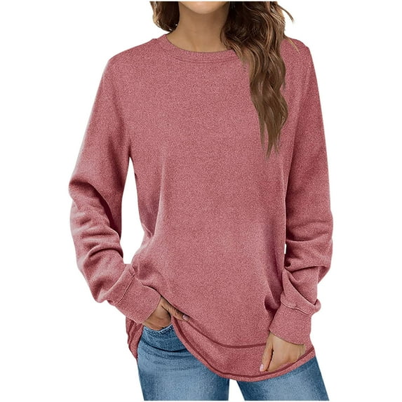 ICHUANYI Sweatshirts for Women Crewneck Fall Lightweight Solid Color 2023 Fashion Warm Oversized Fit Pullover Sweatshirts