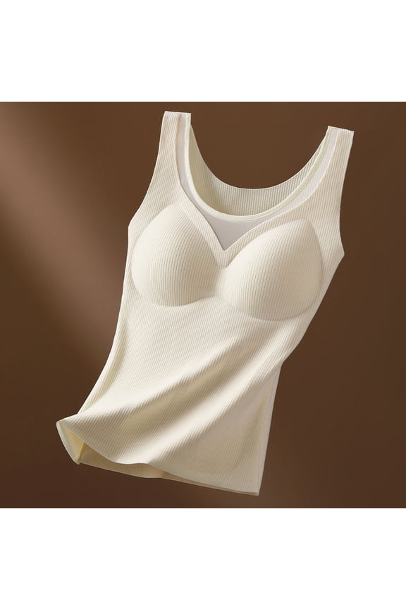 ICHUANYI Thermal Underwear Bra Women, Plus Velvet Seamless Bras Vest with Chest Pads, Winter Warm Bottoming Tops