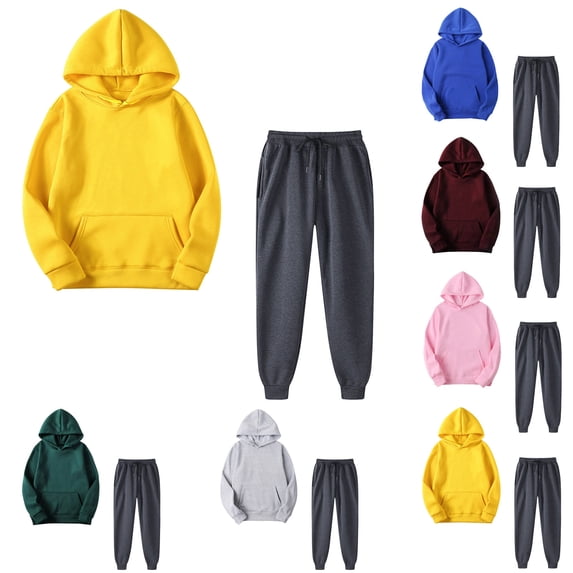 ICHUANYI Tracksuit for Men And Women 2Pcs Outfits Long Sleeve Pullover Hoodie Sweatshirt & Sweatpant Athletic Fall Winter Sweatsuits