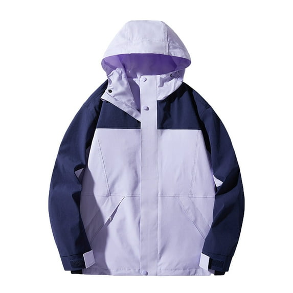 ICHUANYI Valentine's Day Gifts for Women, Women's Coats Casual Long Sleeve Hooded Zipper Outdoor Jackets Colorblock Loose Soft Casual Rain Coat