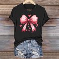 thumbnail image 1 of ICHUANYI Valentine's Prints Bow Shirt for Women Graphic Tees Short Sleeve Tee Top Round Neck Short Sleeved T-shirt Top, 1 of 6