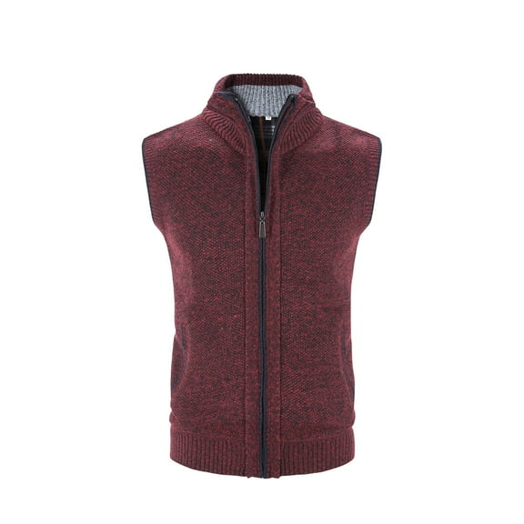 ICHUANYI Winter Fashion Mens Faux Fleece Vests Stand Collar Jacket 2023
