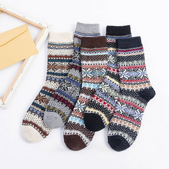 ICHUANYI Winter Socks Thick Soft Wool Socks for Women Vintage Warm Boot Socks for Women and Men