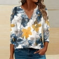 thumbnail image 1 of ICHUANYI Women 3/4 Sleeve Fashion Print Sleeve Blouse Women Plus Size Short Sleeve Tees T-Shirt Casual V Neck Tops, 1 of 5