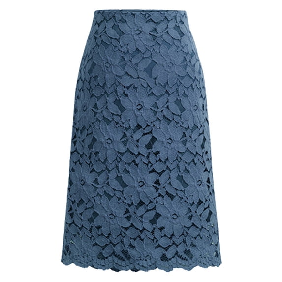 ICHUANYI Women Fashion Lace Skirt High Waist Solid Slimming A-Line Buttocks A-line Skirt