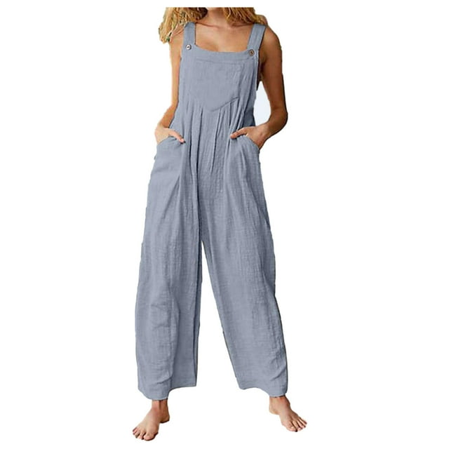 ICHUANYI Women Fashion Loose Jumpsuit Casual Suspender Pants Wide Leg ...