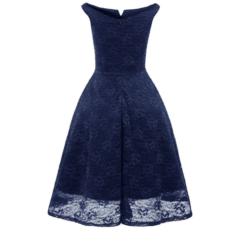ICHUANYI Women Lace Sleeveless Party Dress Cocktail Prom Ballgown Vintage Dress
