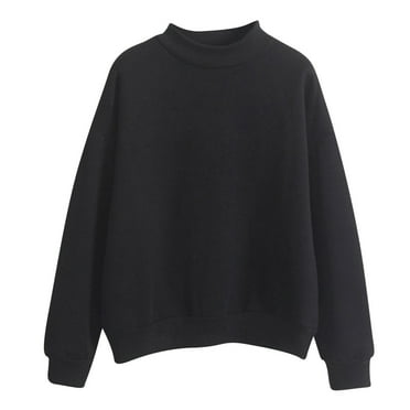 ICHUANYI Women Round Neck Sweatshirt Long Sleeves Casual Solid Color Shirts Trendy Pullover Tunic Tops