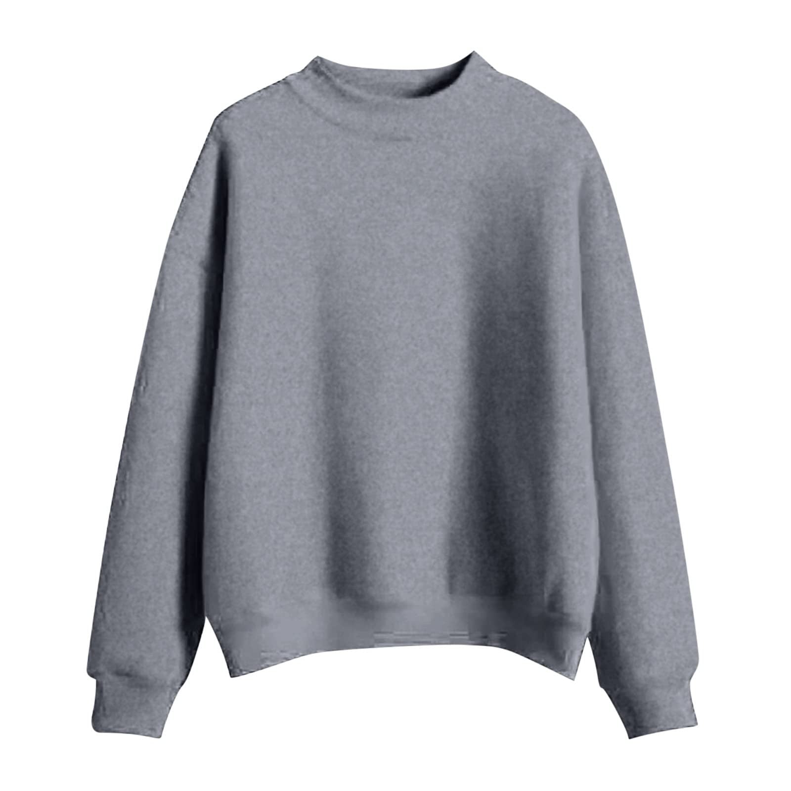 Loose-Fit Solid Color Round Neck Long Sleeve Sweatshirt