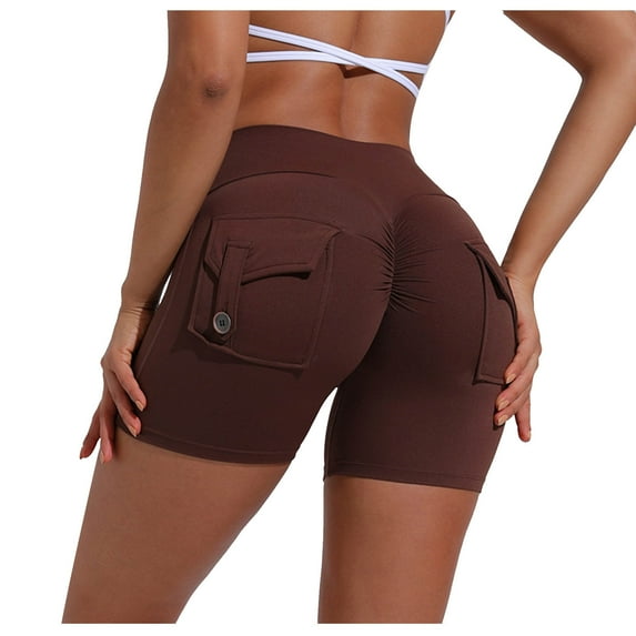 ICHUANYI Women'S Solid Color Cargo Pocket Hip Lift Fitness High Waist Stretch Exercise Yoga Pants